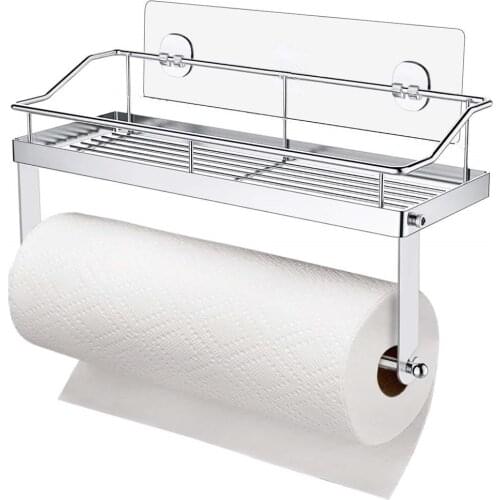 Punch-free kitchen and bathroom adhesive stickers stainless steel multi-function shelf non-marking bathroom accessories shelf