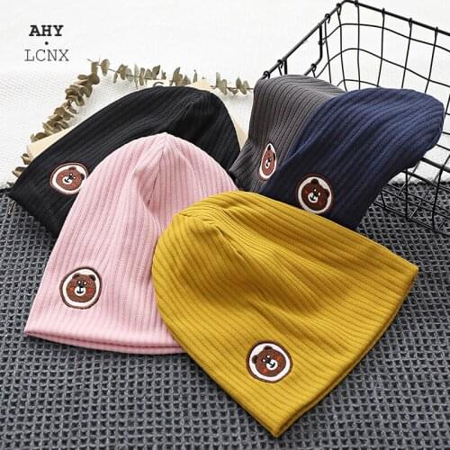Autumn Winter Baby Beanie Hat Double layer Children Cartoon Bear Cotton Hats Newborn Kids Caps Baby Boy Girl Beanies Bonnet