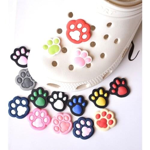 Cute single piece Shoe Decoration Buckle Charms dog cat anymal paw sole for croc Gifts drop shipping wholesale
