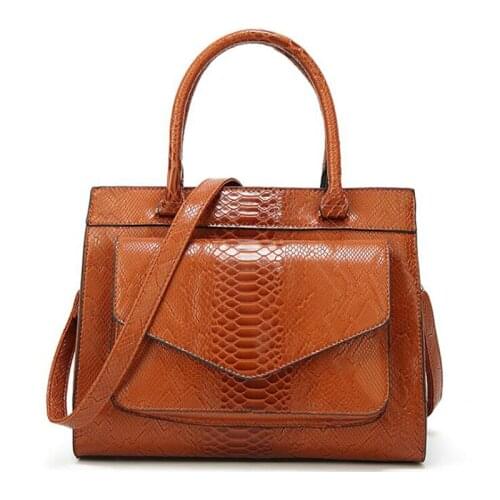 Serpentine Leather Women Shoulder Bags Brown Black Luxury Women Handbag Designer Casual Shopping Tote With Purse Bolsas