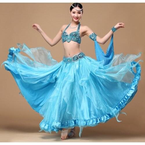 3 colors Belly Dance Costume Performance Oriental Belly Dancing Clothes Bra Belt and Skirt 3 pieces/Set