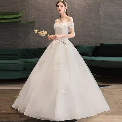 New Freign Trade Wedding Dress One Shoulder Collar Short Tulle Sequin Embroidery Strapless Luxury White Womens Bridal Dress Ca