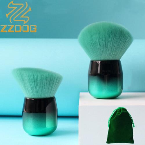 ZZDOG 1Pcs Fluffy Face Powder Foundation Blush Brush Soft Mushroom-Head Makeup Brush Chubby Cosmetic Beauty Tools With Bag