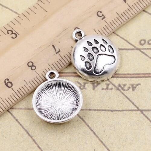 10pcs Charms bear paw 19x17mm Tibetan Bronze Silver Color Pendants Antique Jewelry Making DIY Handmade Craft