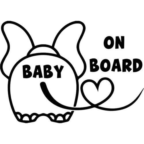 17.5X12.3CM ELEPHANT Heart BABY ON BOARD Cartoon Warning Car Sticker Funny Window Vinyl Decal