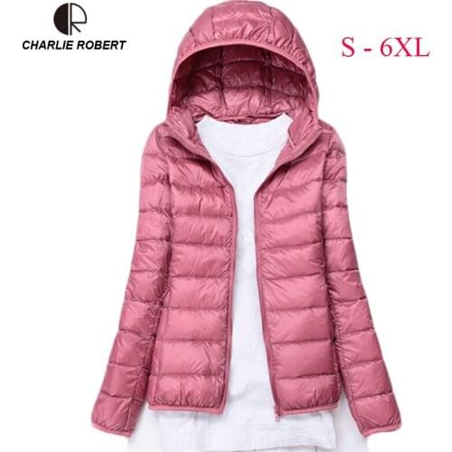 2018 Winter 90% White Duck Down Jacket Women Autumn Hooded Coats Parka Ultra Light Plus Size 6XL Winter Coat Womens Parka Down