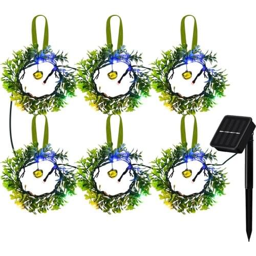 24LED Solar Garland Light Colorful Lights String Xmas Garland Decorative Lights Wall Hanging Outdoor Green Leaf String Lights