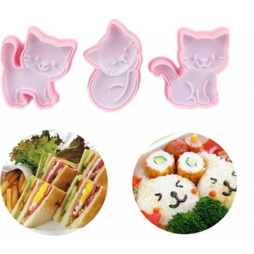 3pcs/Set Cartoon Cat Modelling Plastic Biscuit Cookie Cutter Mold Fondant Baking Tools DIY Baking Decor Pastry Tools