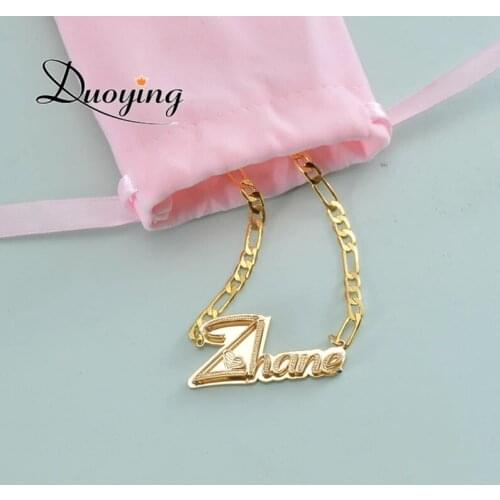 3UMeter Fashion Hip Hop Custom Necklace Name Letter Necklace Custom Carving Batch of Flowers Personalized Necklace For WomenGift