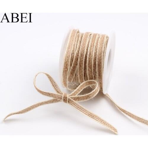 5mm 10yards Burlap Ribbon Jute Lace Tape DIY Wedding Crafts Handmade Cords Accessories
