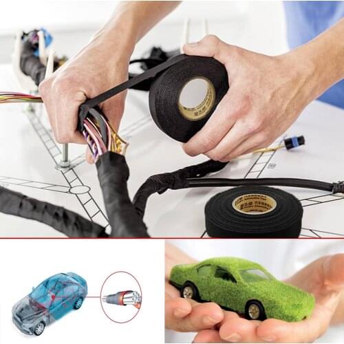 Car wire harness tape heat resistant engine compartment wrap flannel tape super sticky noise reduction 15 meters insulation blac