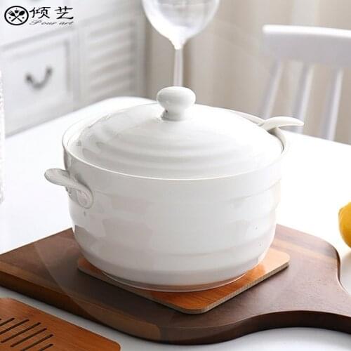 White Chinese Pot Home Ceramic Hotpot Set With Lid Cute Cooking Soup Pot Kitchen Accessories Utensilios De Cocina Cookware BC50T