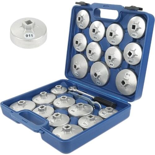 23 Pcs/Set Car Oil Filter Removing Tool Cap Removal Wrench Socket Set Ratchet Spanner Cup Type Car Accessories Repair Tool HWC