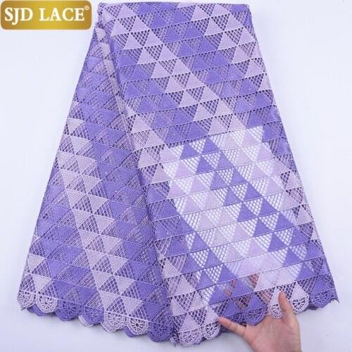 SJD LACE Heavy Embroiderey African Lace Fabric High Quality Rhinestons Water Soluble Guipure Cord Lace For Nigerian WeddingA1986