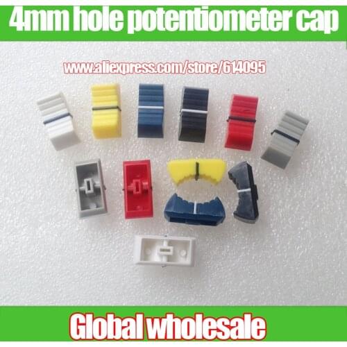 6pcs=1set Mixer Lighting console potentiometer fader cap / 4mm hole audio volume adjustment fader caps Iron handle Push cap