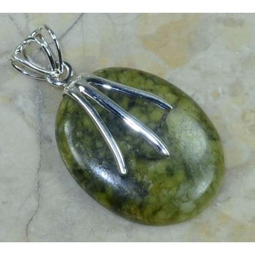 Hand make Genuine Ocean Jasper Pendant 100% 925 Sterling Silver, 45MM, 10.4G Gift BOX