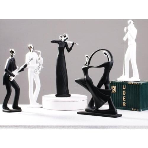 Concise Nordic Interior Music scene Figurines Decor/Sing Dance Violin Saxophone Showpiece Band Statue Sculpture Home accessories