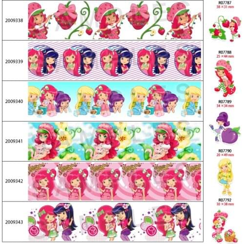 5 Yards New Strawberry Girl Cartoon Printed 25mm/38mm/50mm/75mm Grosgrain/Satin Ribbon for Gift Packing Wrap 200933