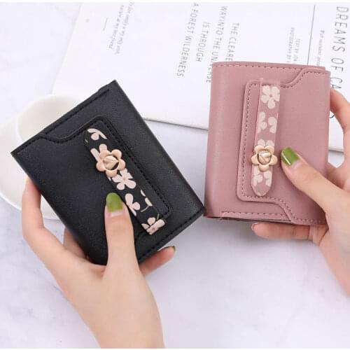 Korean Version Small Wallet Female Short Three-fold Solid Color Simple Student Thin Folding Money Clip Coin Purse 2021 new