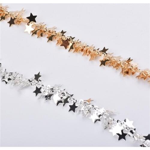 20cm Five-pointed Star Chains Metal Tassels Copper Chain Earrings Wire Bracelet Necklace DIY Jewelry Making Material Gold Plated