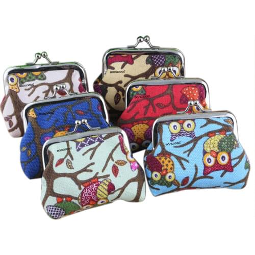 Coin Purses Women Purse for Coins Childrens Wallet Kids Wallets Cute Multi-colors Owl Printed Canvas Carteira 9IGZ