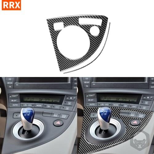 Carbon Fiber Stickers Interiors For Plug-in Hybrid Toyota Prius XW30 Gear Box Panel Shifter Trim Car Accessories ZVW30 ZVW35