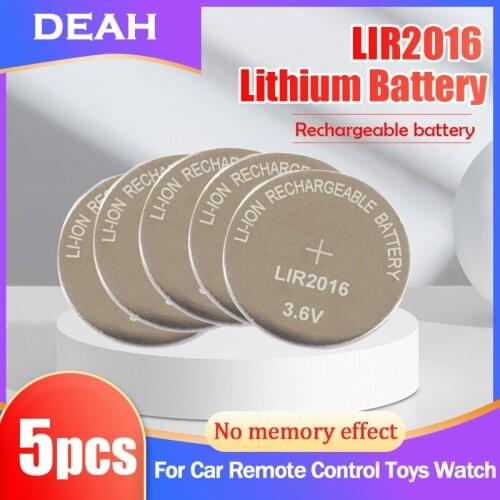 5PCS LIR2016 LIR 2016 3.6V Lithium Rechargeable Battery For Remote Control Watch Button Coin Cell Replaces CR2016 ML2016 BR2016