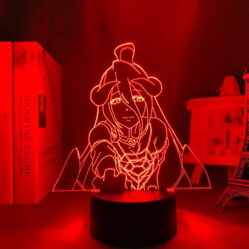 Anime Overlord Led Light for Bedroom Decor Night Light Kids Children Birthday Gift Manga Overlord Albedo 3d Lamp Bedside