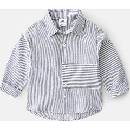 Baby Boys Long Sleeve Shirts 2021 Spring New Kids Clothes Childrens Casual Striped Cotton Blouse for Boy 3-9 Y Toddler Shirts