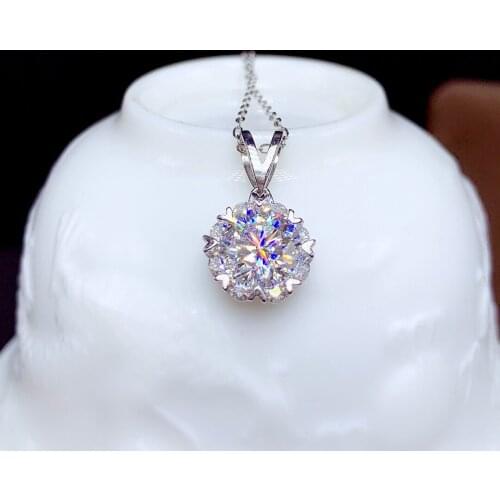 Silver 925 Mosan Diamond Snowflake Pendant 1.0CT - 5.0CT D Color VVS1 Class Clarity Luxury Jewelry Wedding For Women
