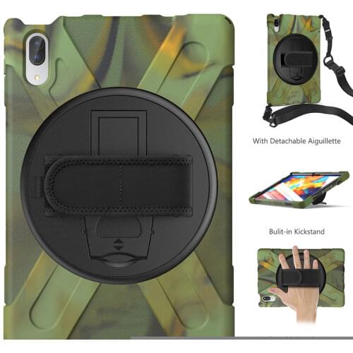 360 Rotating Bracket Silicone Case for Lenovo Tab P11 Pro TB-J706F Shockproof Cover P11 TB-J606F Kids Case with Shoulder Strap