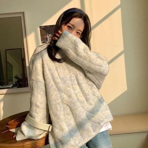 Japanese style twist sweater women autumn and winter long-sleeved Korean loose pullover sweater womens jacket casual all-match