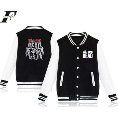 The Walking Dead Baseball Jacket Size 4XL Men/Women Outwear Coat Spring Jacket College Style Long Clothes Fashion Streetwear