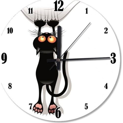 Tırmalayan Black Cat Shaped Wall clock Wall clock relogio de parede настенные часы horloge murale