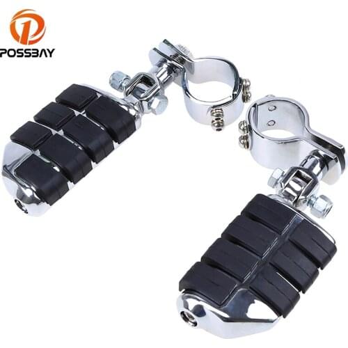POSSBAY Universal Chrome Aluminum Rubber Motorcycle Foot Pegs Rear Footrests for Honda Harley Yamaha r1 Scooter Foot Pegs Pedals