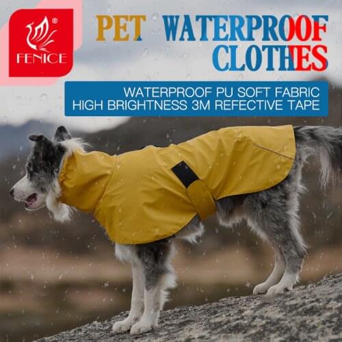 Fenice Pet Dog Outdoor Cloth Raincoat 3M Reflective Windproof Stand-up Collar Waterproof PU