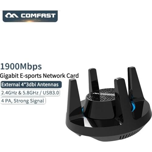 Comfast High Power 1900Mbps Gigabit Game WiFi Adapter USB3.0 2.4G+5.8G Wifi Dongle 802.11a/g /n/ac Wireless Network Card