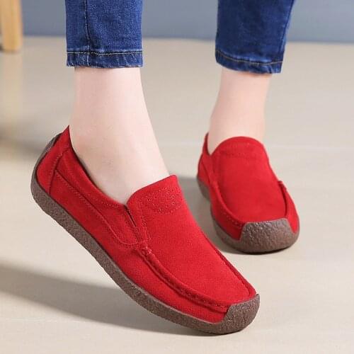 Spring Autumn Shoes Woman Slip On Women Sneakers Cow Suede Leather Flats Casual Womens Loafers Moccasins Female Shoe