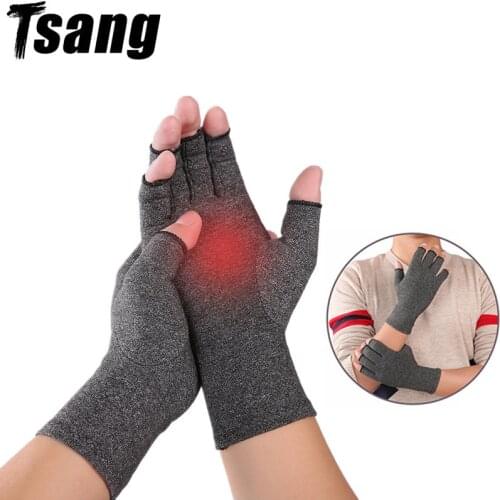 1 Pair Compression Arthritis Gloves Gym Fitness Sport Gloves Joint Pain Relief Half Finger Gloves Hand Brace Therapy Wristband