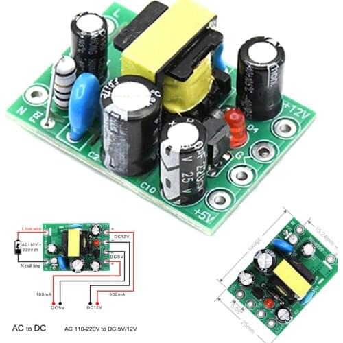 1PCS / 4PCS Hot Sale Mini AC-DC Converter AC 110V 220V To DC 12V 0.2A+5V Module Board Wholesale