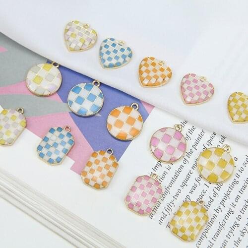 10pcs Enamel Heart Round Charm Pendant For Women Necklace Pendant Making Alloy Beads Fit Bracelet DIY Jewelry Accessory