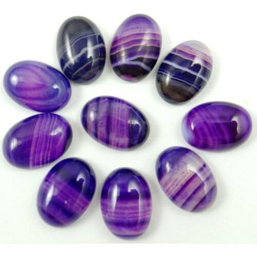10x14MM Natural Stone purple Striped Onyx Oval Shape Cabochons Beads Jewelry Making Ring Earring Accessories 50PCS