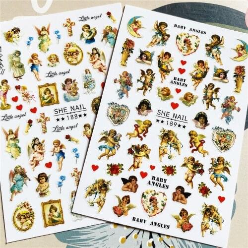 SHE-188-189 Angel cupid christian jesus 3D Back glue Nail decal Nail sticker Nail decoration Nail art Nail tool Nail ornament