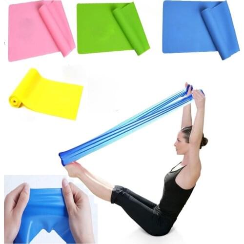 50Pcs/Lot 1.5m X 15cm Elastic GYM Yoga Pilates Rubber Stretch Band Strap Resistance Exercise Fitness Bands Random