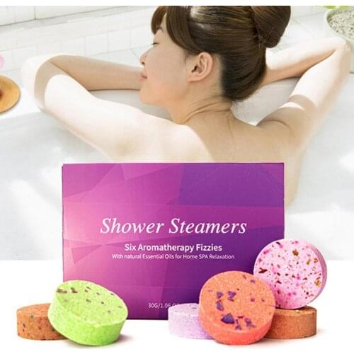6Pcs/Set Portable Bath Tablets Moisturizing Natural Extract Stress Relief Bath Bombs Aromatherapy Shower Steamers for Home