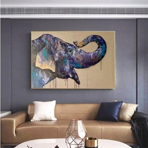 Abstract Purple Elephant Poster Wall Art Canvas Painting Animal Picture For Living Room Decor Posters And Prints Cuadros