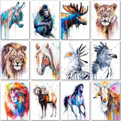 Full Square Diamond embroidery Cross stitch 5D DIY Diamond painting Cartoon animals horse lion cow Full Round Diamond mosaic art