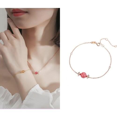 Beadsnice Candy Sterling Silver Bracelet Sweet Natural Crystal Adjustable Dainty Designer Initial For Girls ID 40972