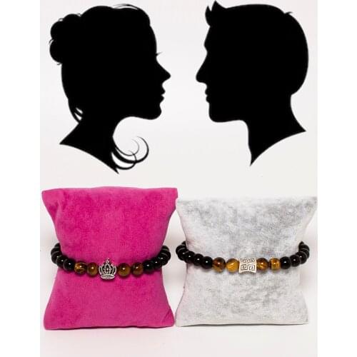 Chance for couples Bracelet Set Bangle Onyx-Tiger 'S Eye