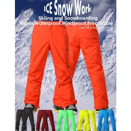 Colors GS Brand Snow Pants Snowboarding Suit Trousers 10k Waterproof Windproof Breathable Winter Outdoor Sports Skiing for Mens